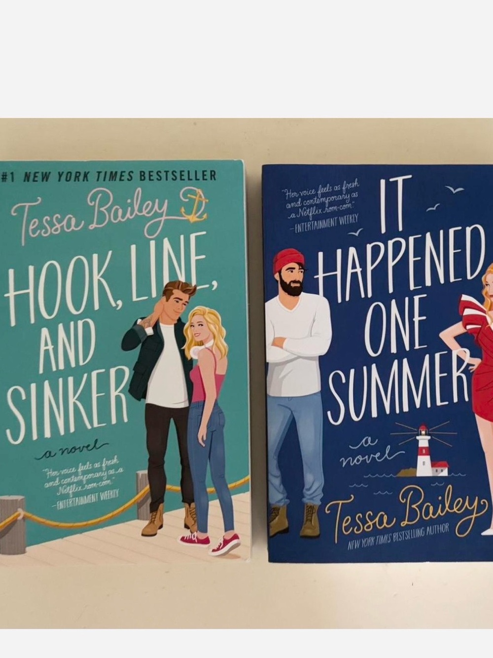2 Tessa Bailey NYT Bestseller Books: Hook,Line&Sinker + It Happened One Summer
